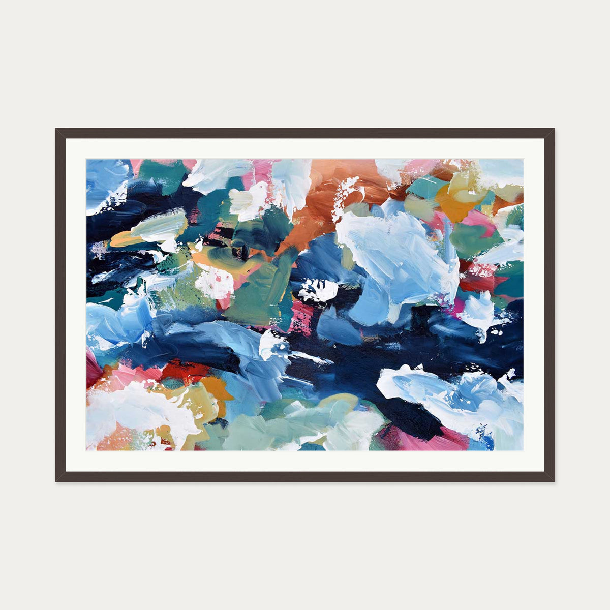 Abstract 316 Art Print — 70 x 100 cm — Brown Frame