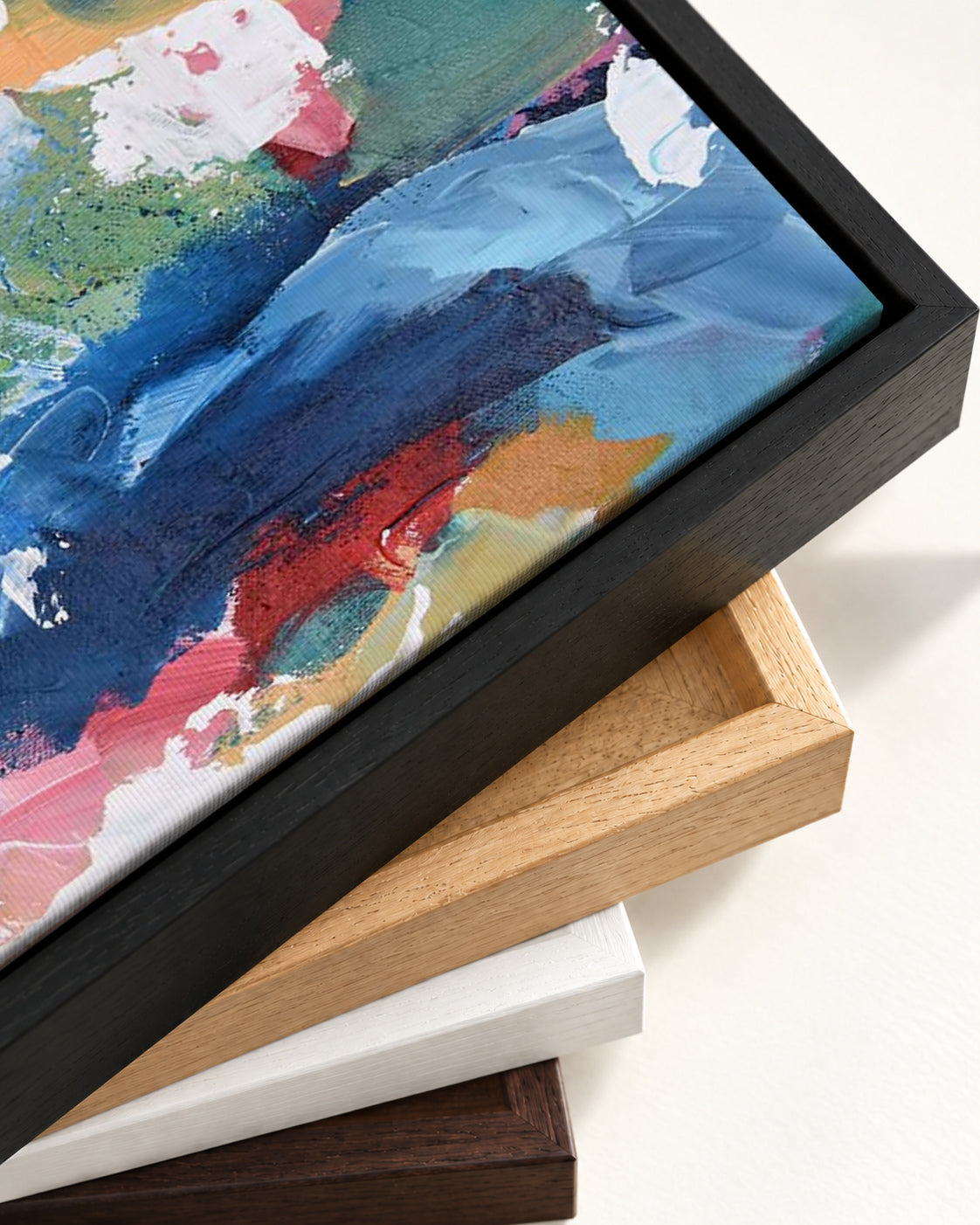Abstract 319 Canvas Art — framed canvas corner and wrapped canvas detail