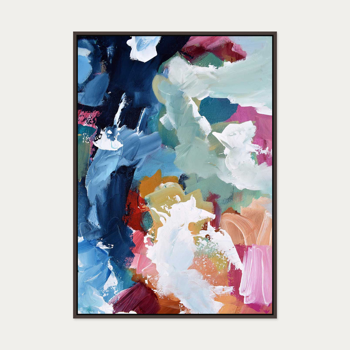 Abstract 320 Canvas Art — 70 x 100 cm — Brown Frame