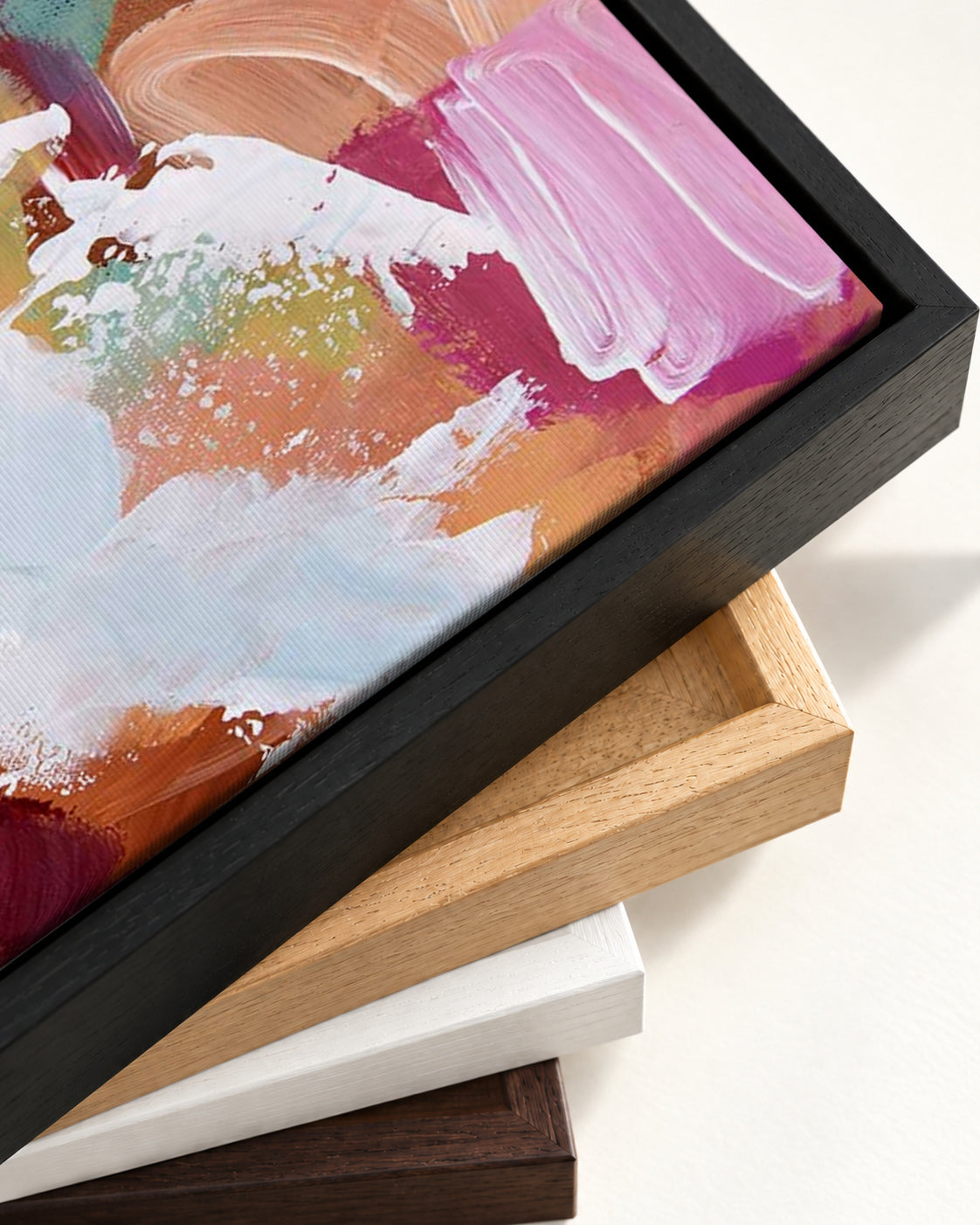 Abstract 320 Canvas Art — framed canvas corner and wrapped canvas detail