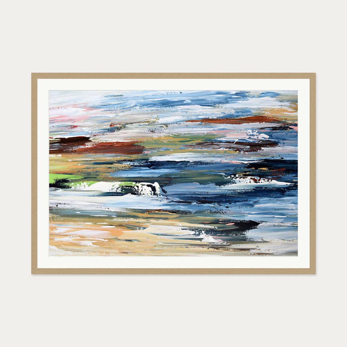Abstract 334 Art Print — 70 x 100 cm — Oak Frame