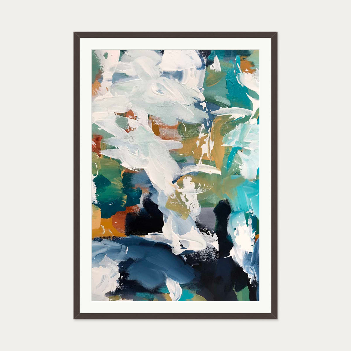 Abstract 341 Art Print — 70 x 100 cm — Brown Frame
