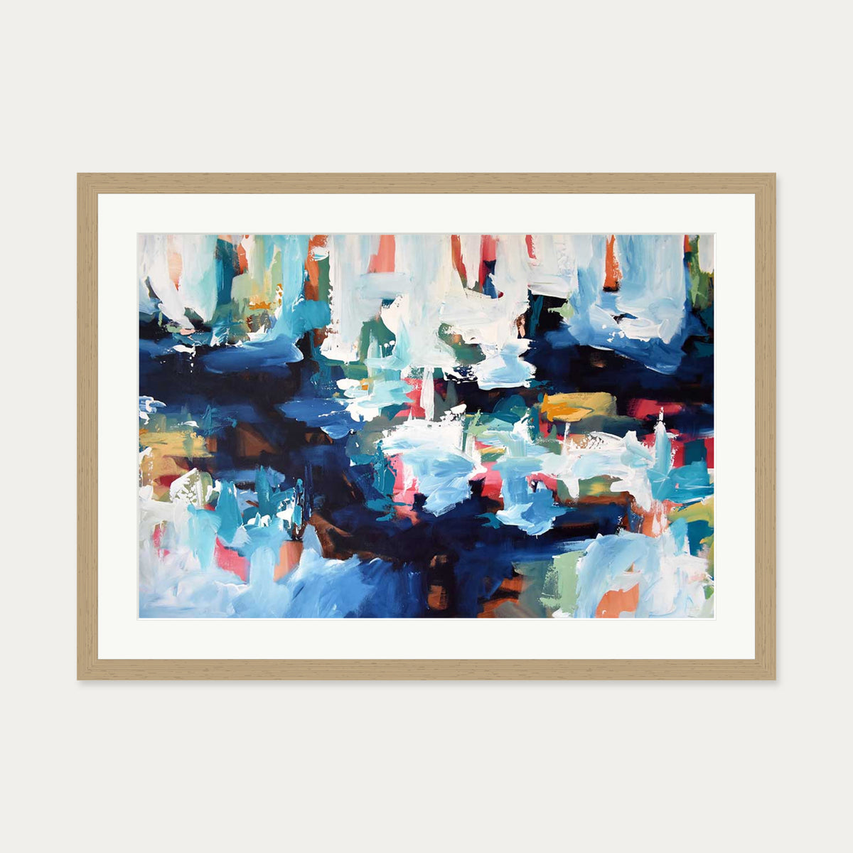 Abstract 345 Art Print — 50 x 70 cm — Oak Frame