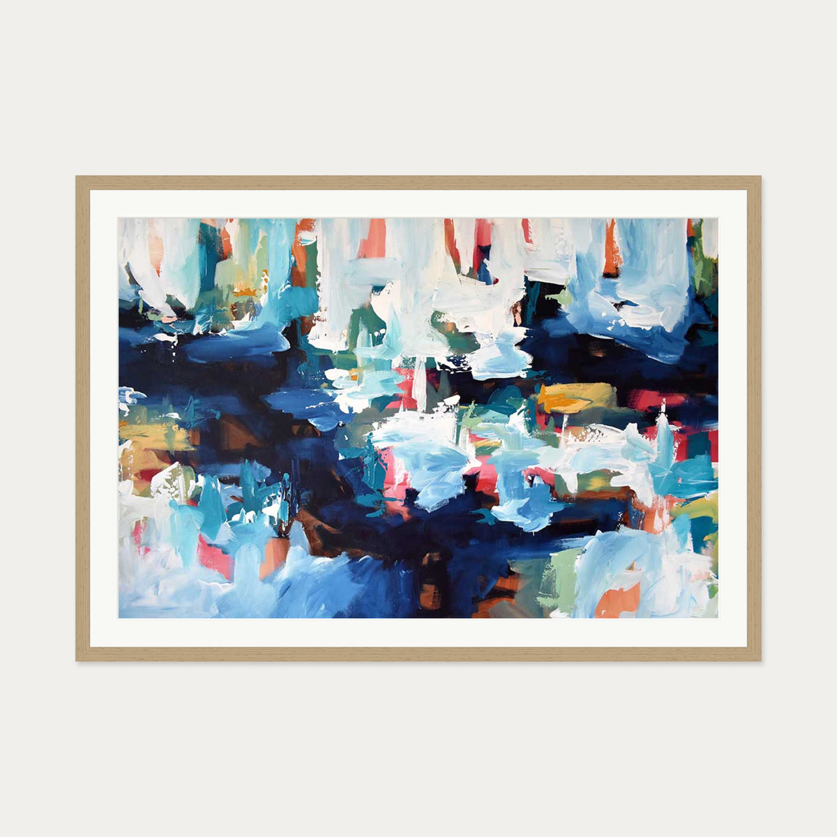 Abstract 345 Art Print — 70 x 100 cm — Oak Frame