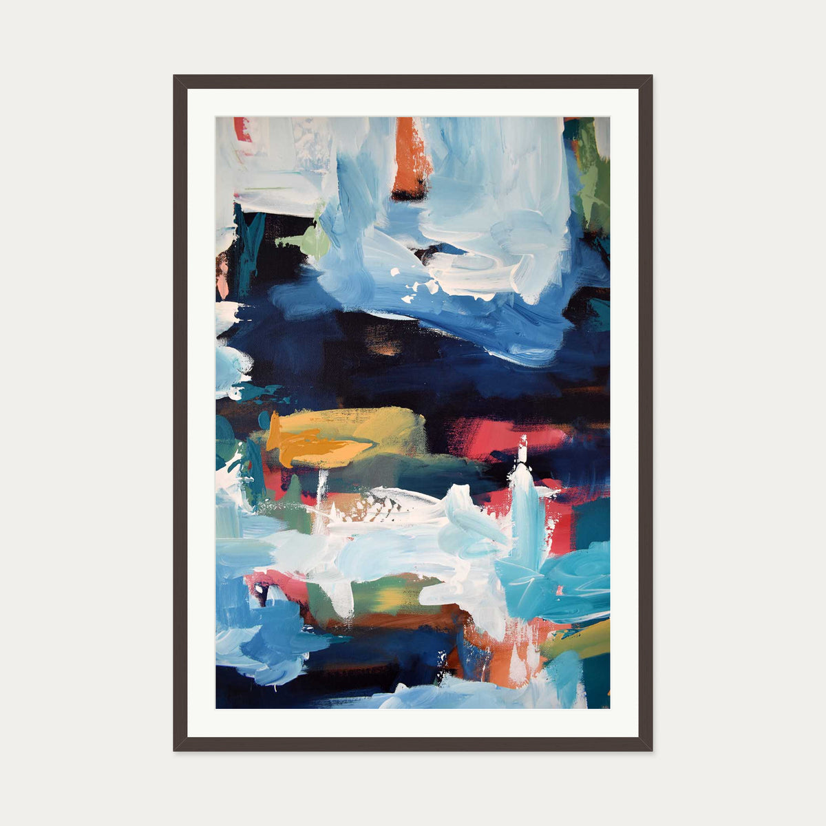 Abstract 351 Art Print — 70 x 100 cm — Brown Frame