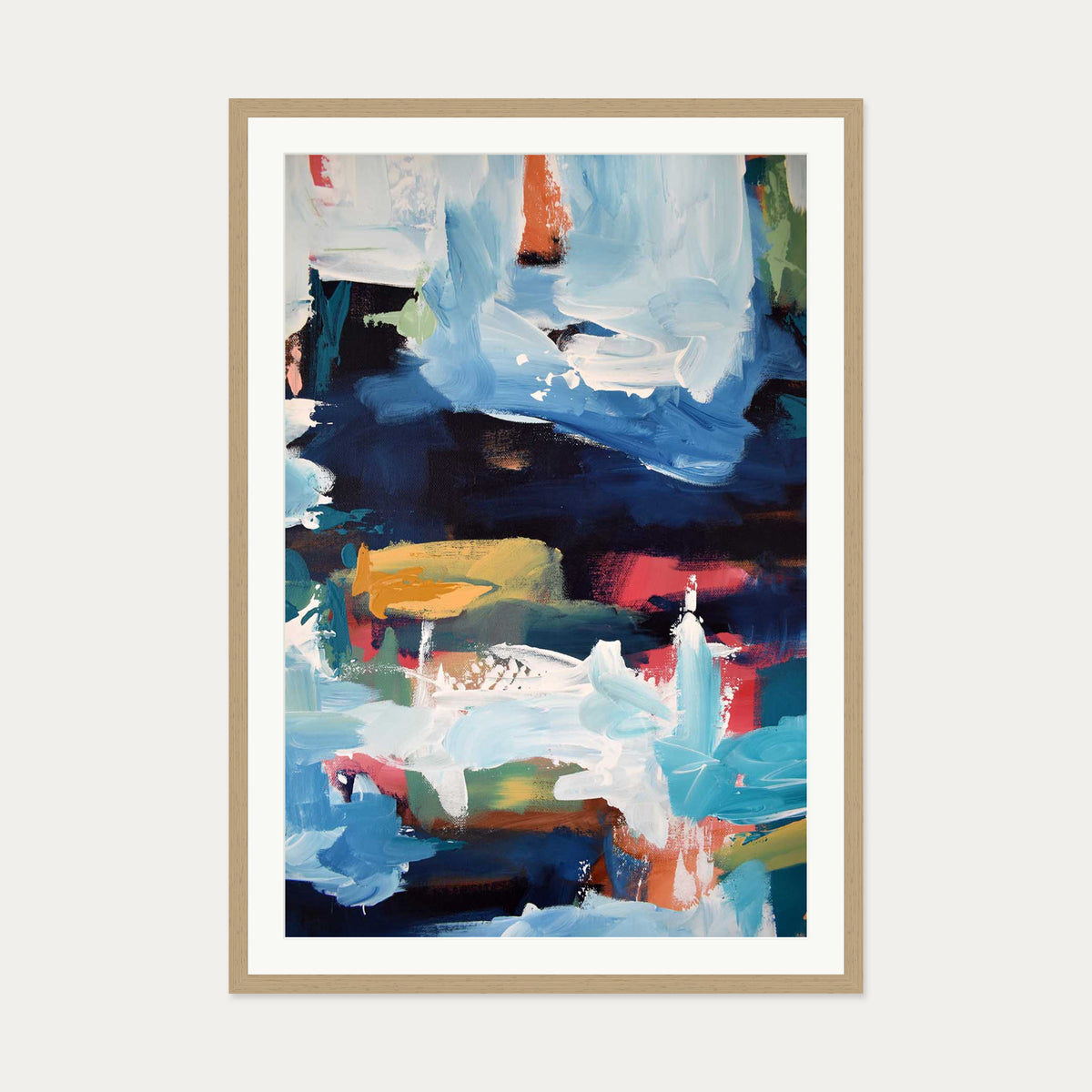 Abstract 351 Art Print — 70 x 100 cm — Oak Frame