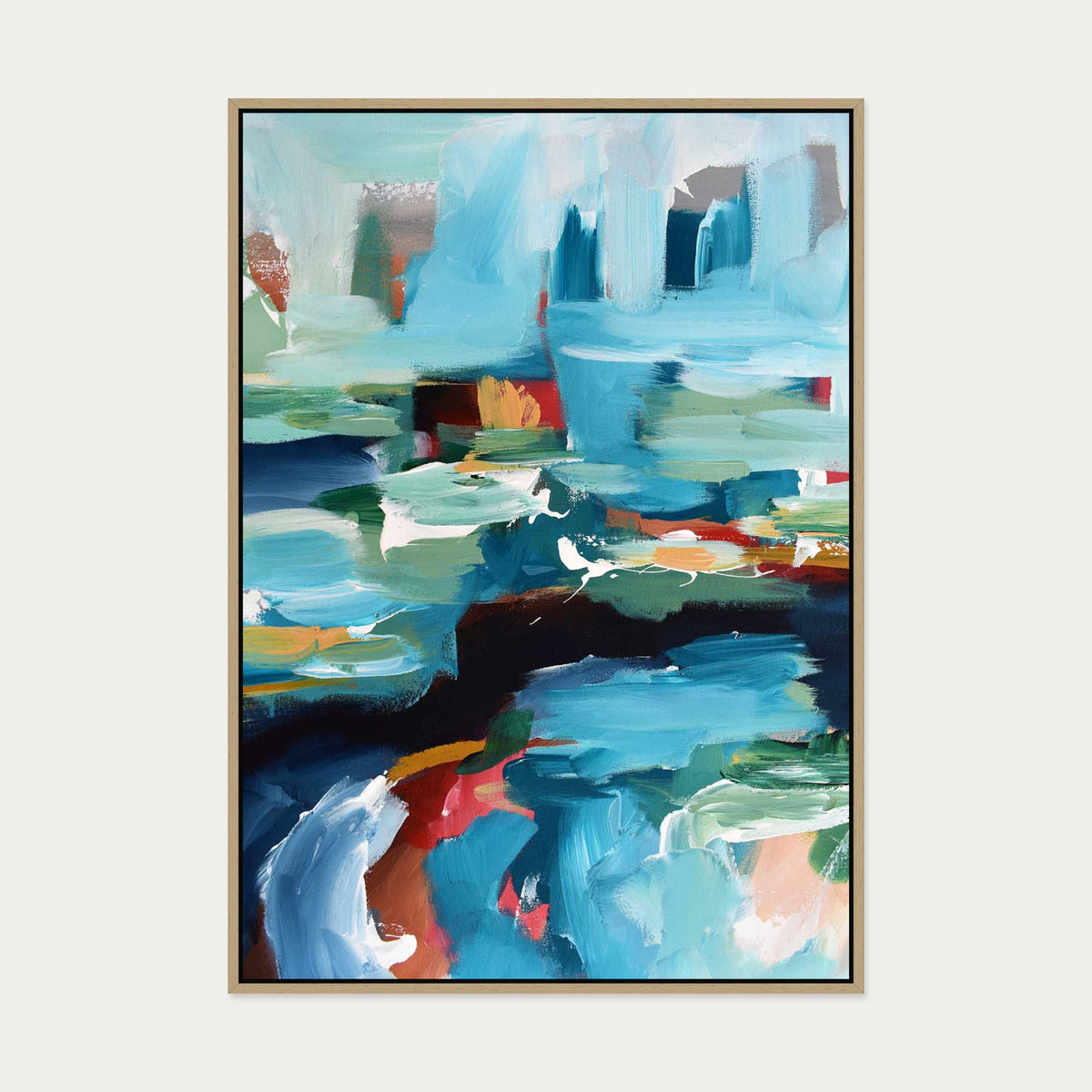 Abstract 353 Canvas Art — 70 x 100 cm — Oak Frame