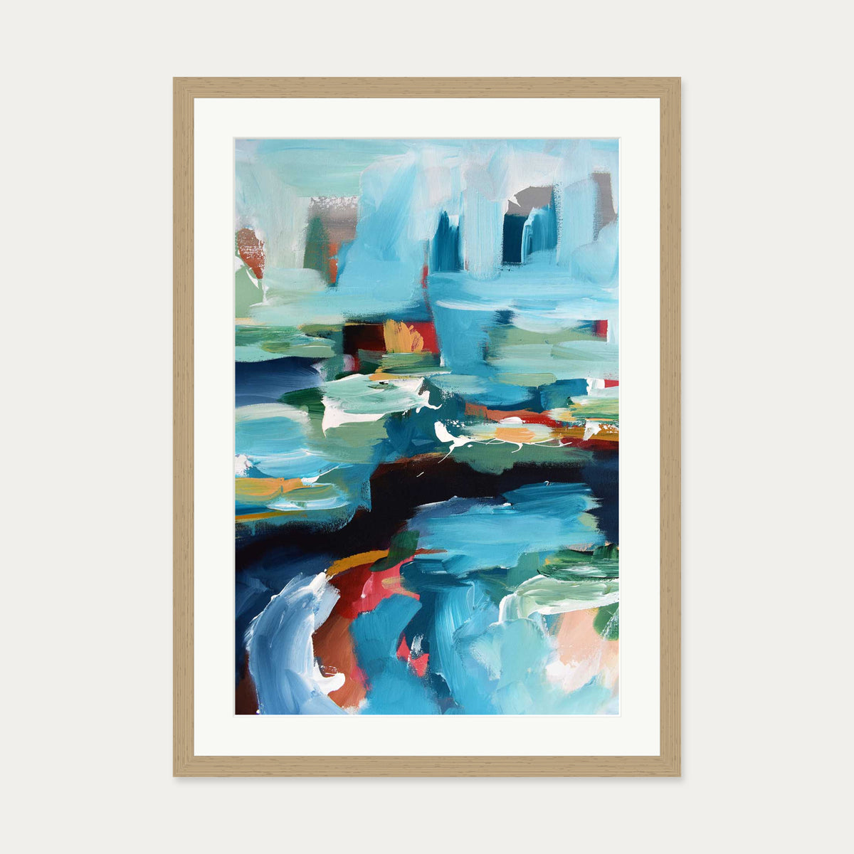 Abstract 353 Art Print — 50 x 70 cm — Oak Frame