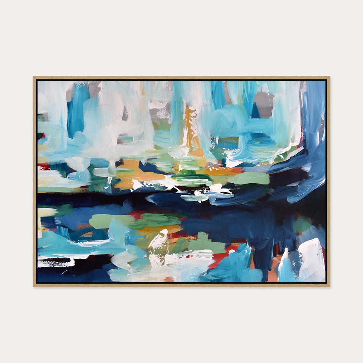 Abstract 357 Canvas Art — 70 x 100 cm — Oak Frame