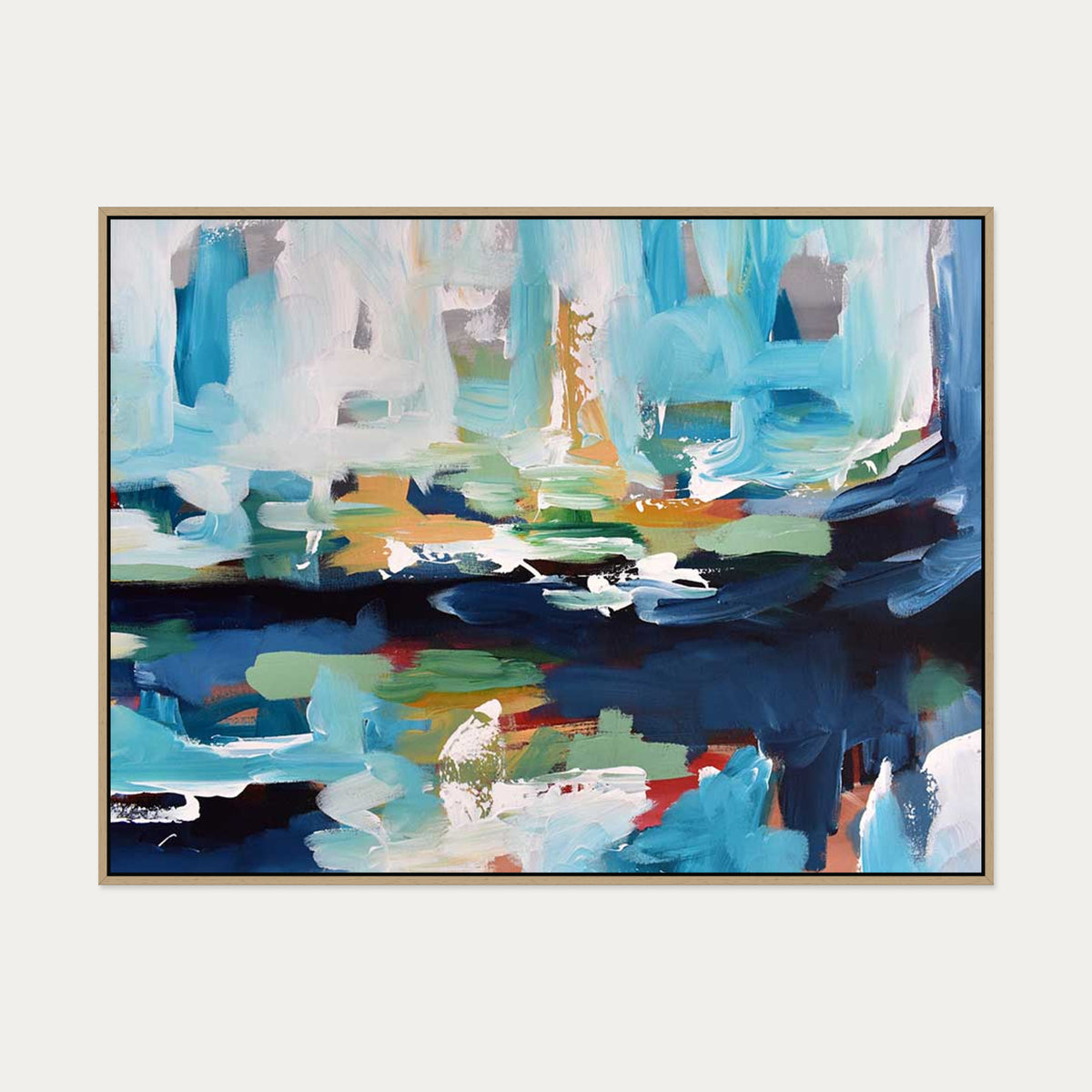 Abstract 357 Canvas Art — 90 x 120 cm — Oak Frame
