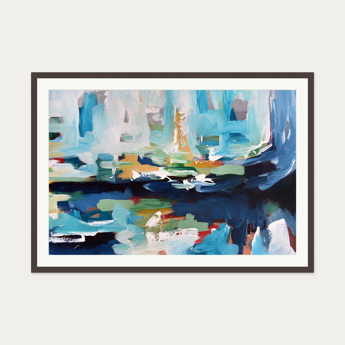 Abstract 357 Art Print — 70 x 100 cm — Brown Frame