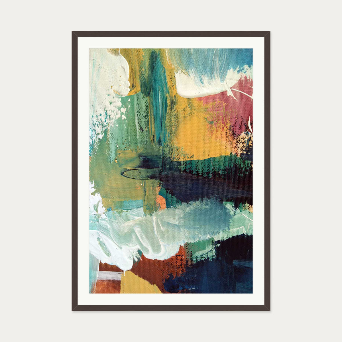 Abstract 37 Art Print — 70 x 100 cm — Brown Frame