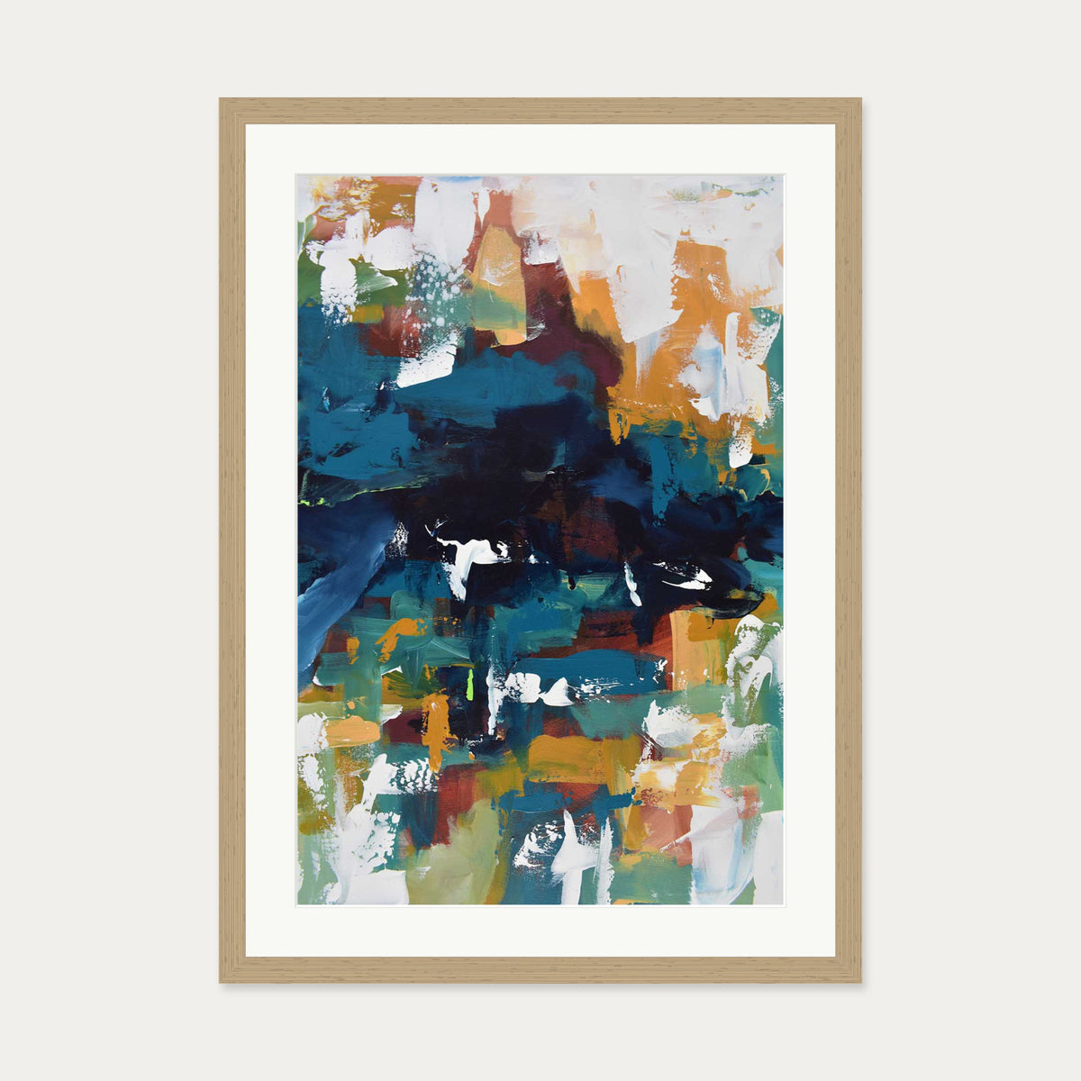 Abstract 373 Art Print — 50 x 70 cm — Oak Frame