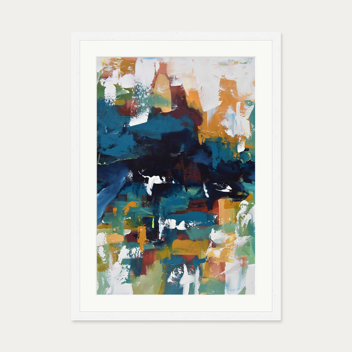 Abstract 373 Art Print — 50 x 70 cm — White Frame