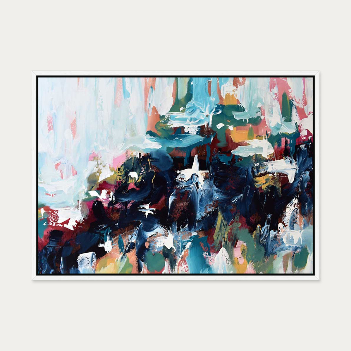 Abstract 377 Canvas Art — 50 x 70 cm — White Frame