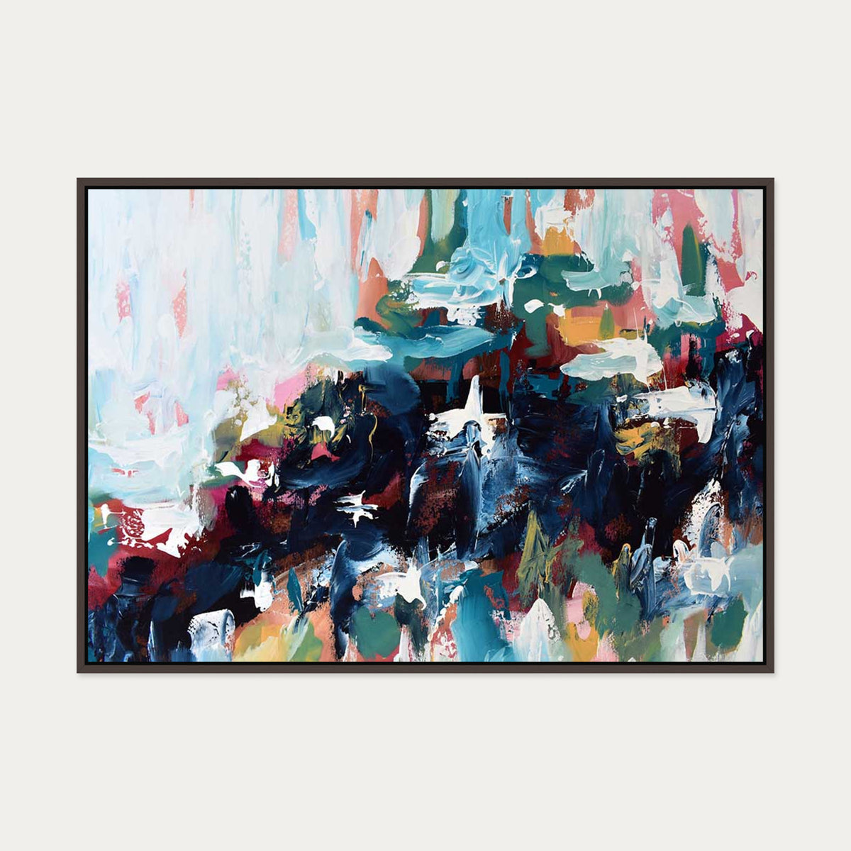 Abstract 377 Canvas Art — 70 x 100 cm — Brown Frame