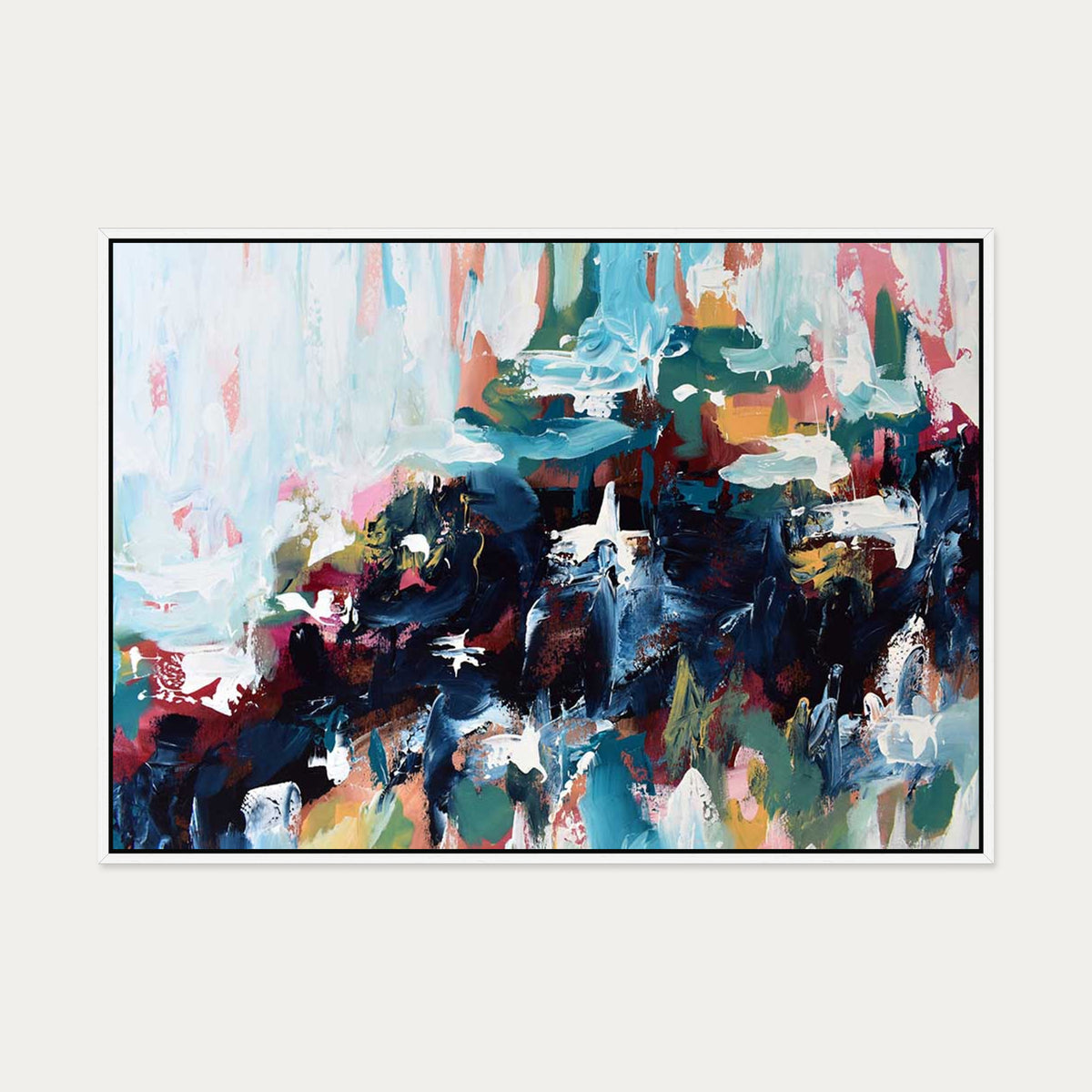 Abstract 377 Canvas Art — 70 x 100 cm — White Frame
