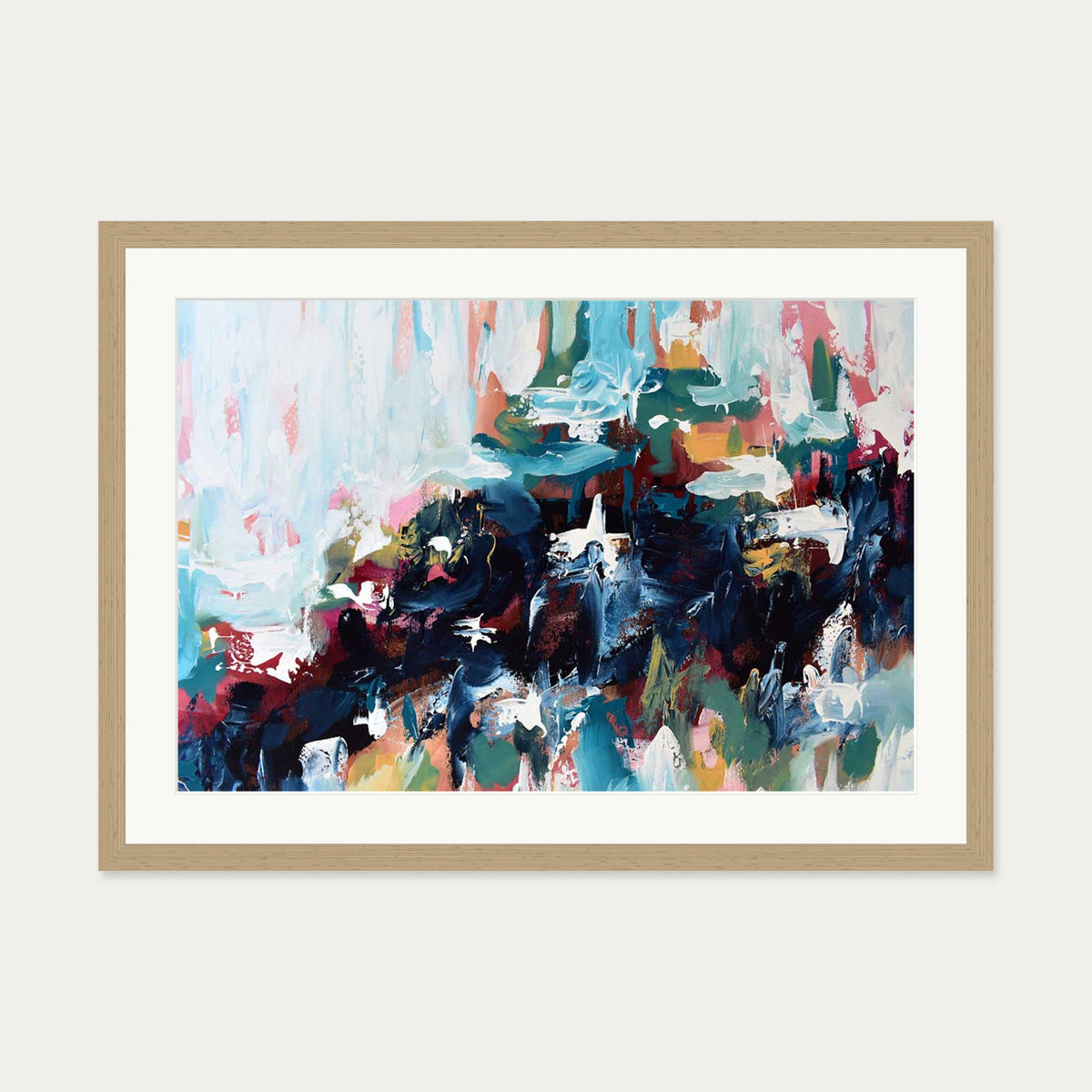Abstract 377 Art Print — 50 x 70 cm — Oak Frame