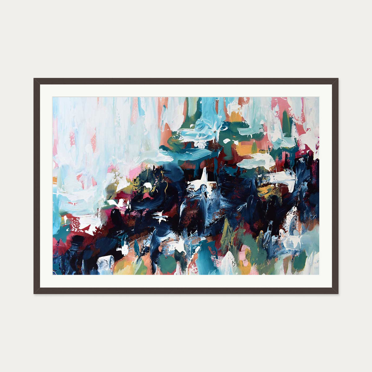 Abstract 377 Art Print — 70 x 100 cm — Brown Frame