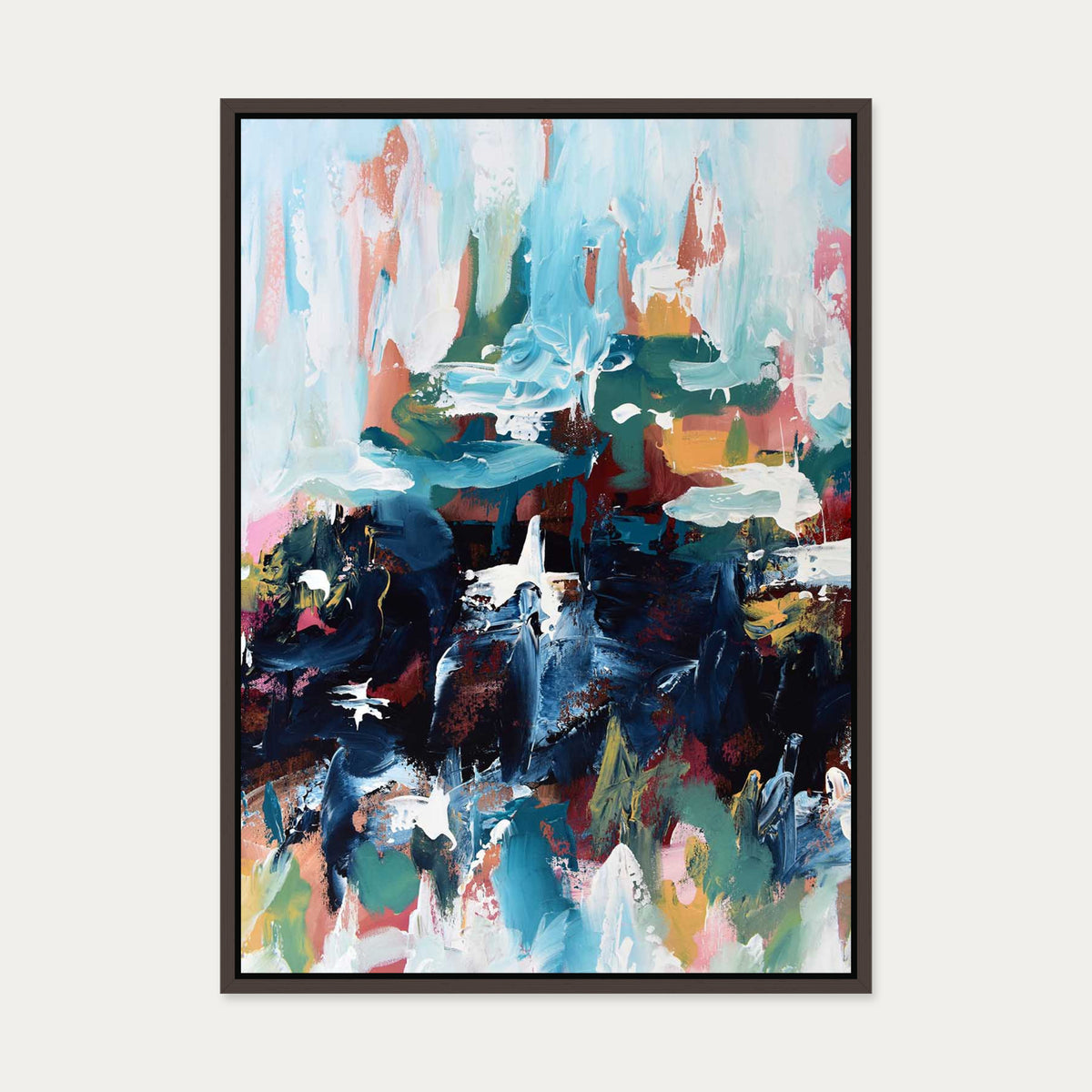 Abstract 379 Canvas Art — 50 x 70 cm — Brown Frame