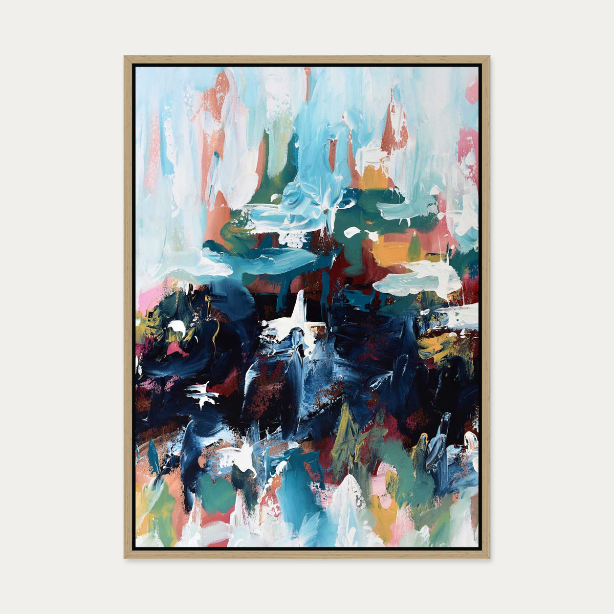 Abstract 379 Canvas Art — 50 x 70 cm — Oak Frame