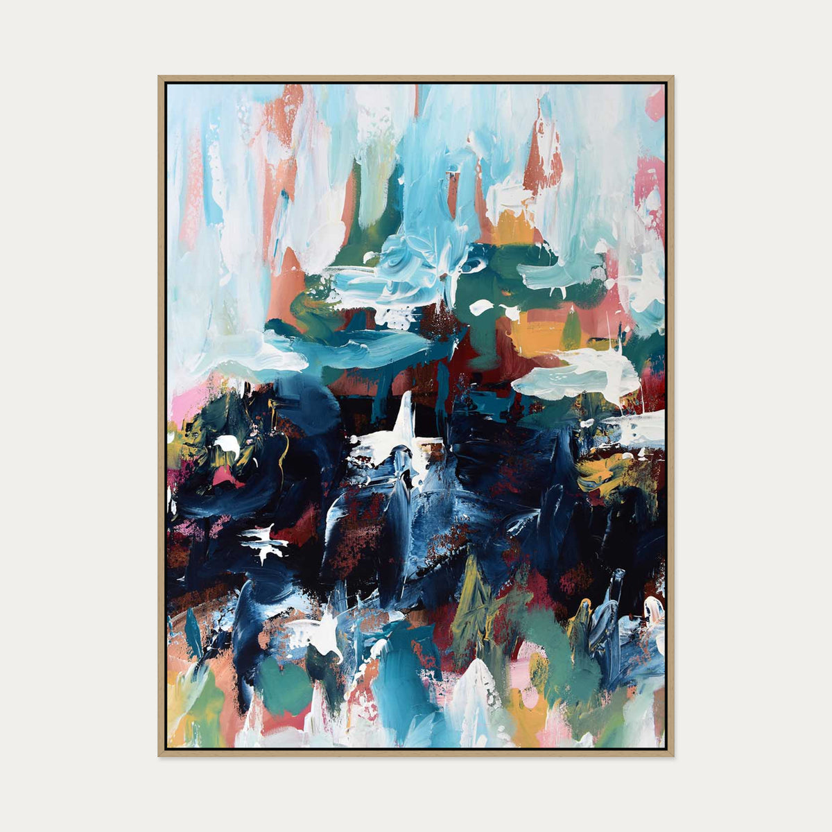 Abstract 379 Canvas Art — 90 x 120 cm — Oak Frame