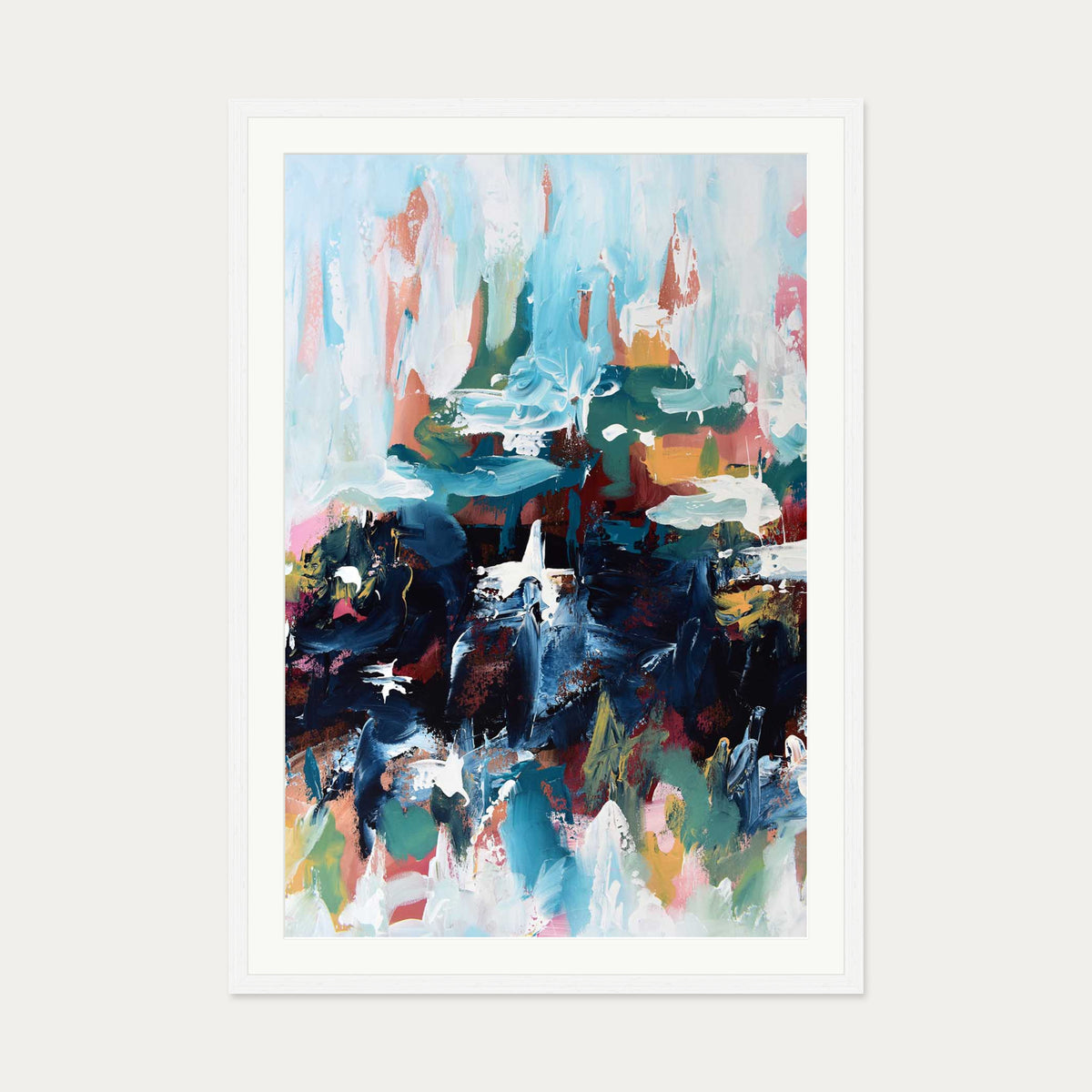 Abstract 379 Art Print — 70 x 100 cm — White Frame