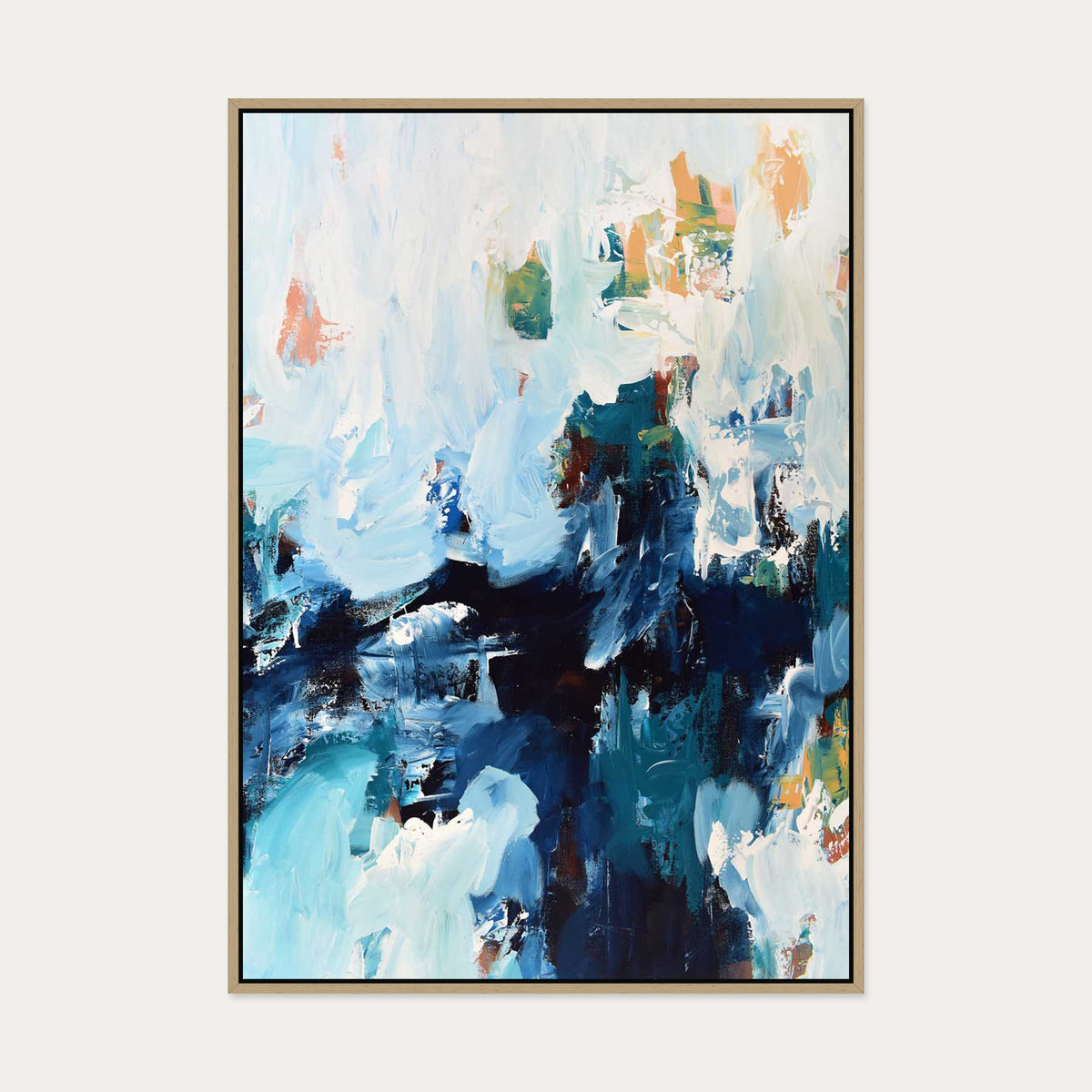 Abstract 384 Canvas Art — 70 x 100 cm — Oak Frame