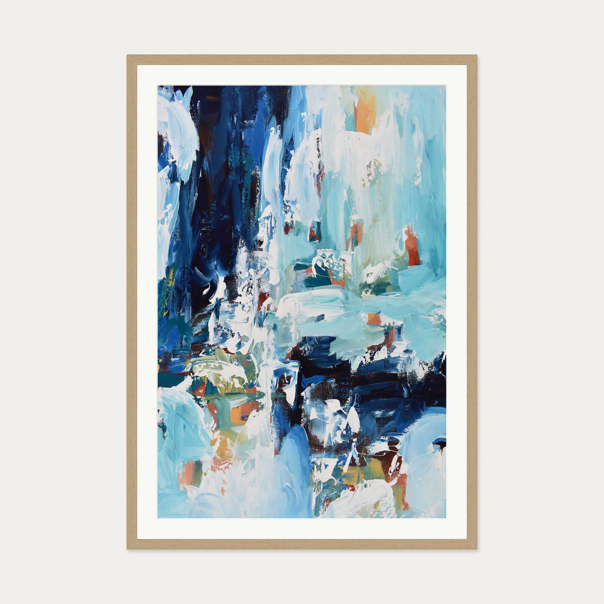 Abstract 385 Art Print — 70 x 100 cm — Oak Frame