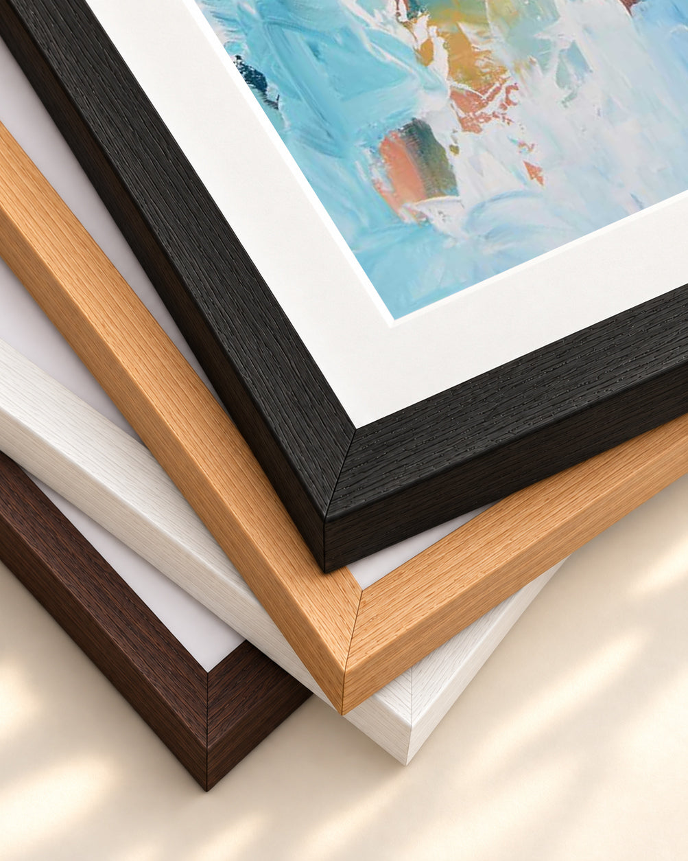 Abstract 385 Art Print — framed print corner with 5 cm mount and bevel
