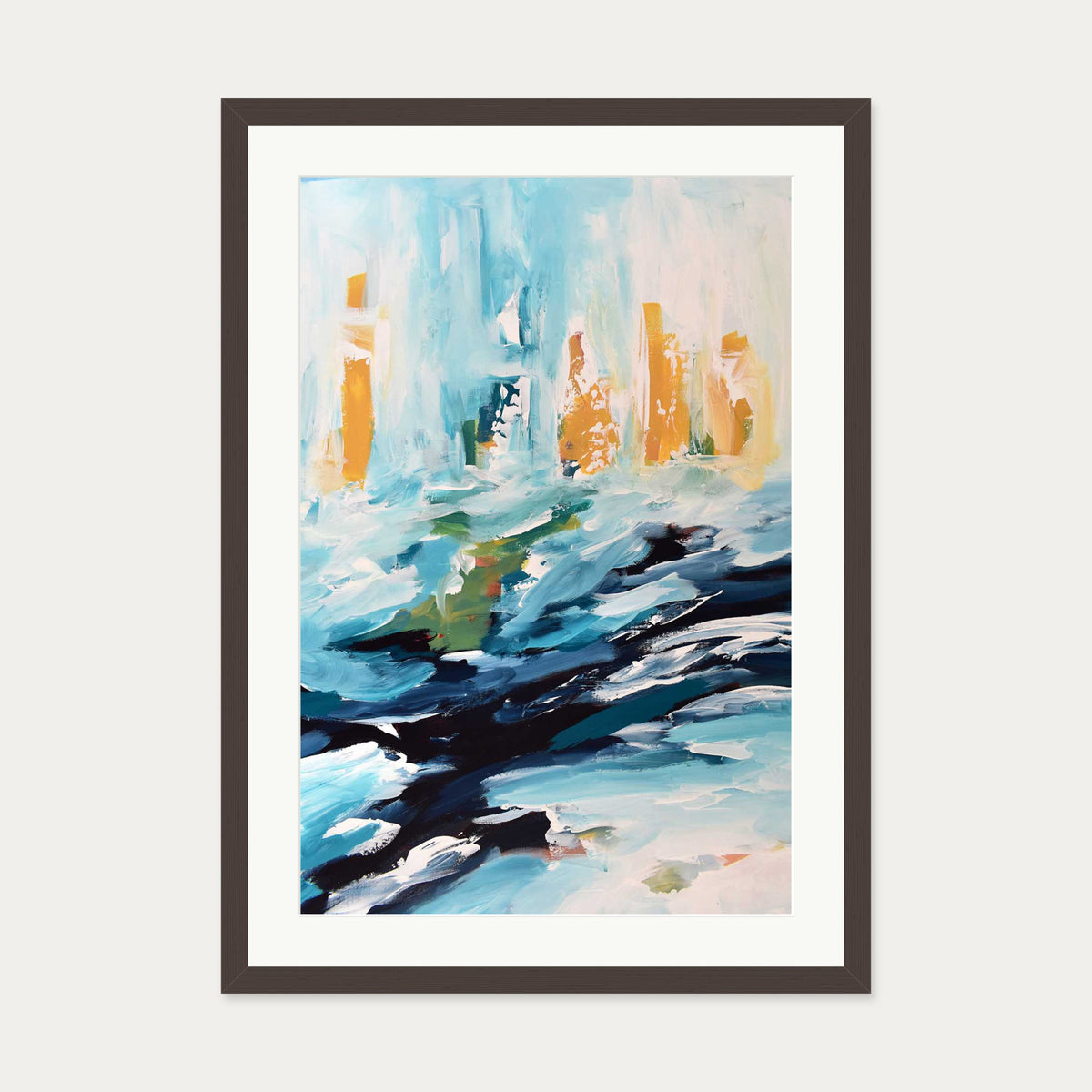 Abstract 390 Art Print — 50 x 70 cm — Brown Frame