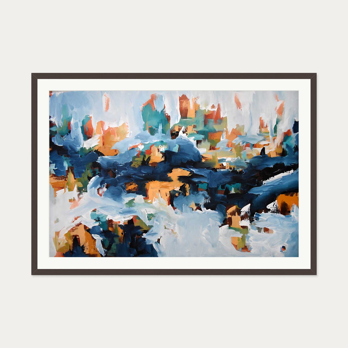 Abstract 398 Art Print — 70 x 100 cm — Brown Frame