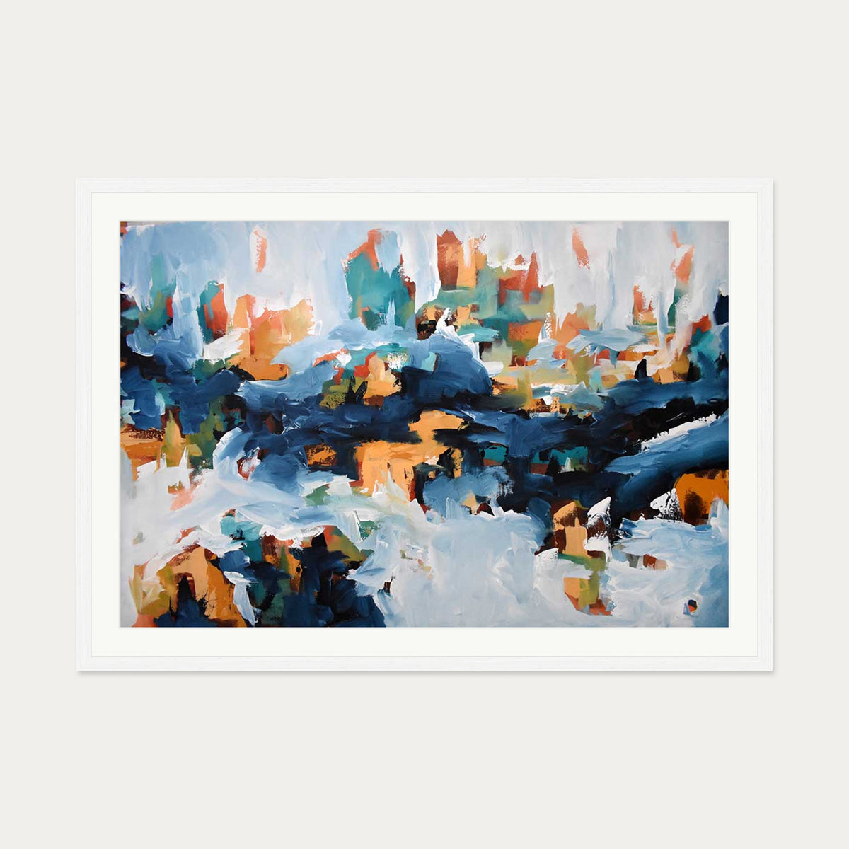 Abstract 398 Art Print — 70 x 100 cm — White Frame