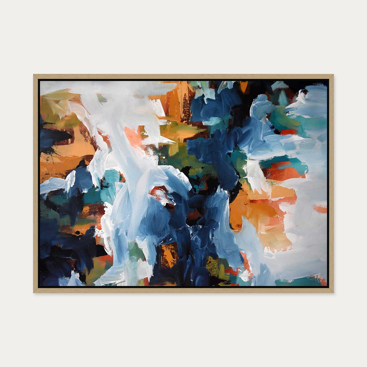 Abstract 400 Canvas Art — 50 x 70 cm — Oak Frame