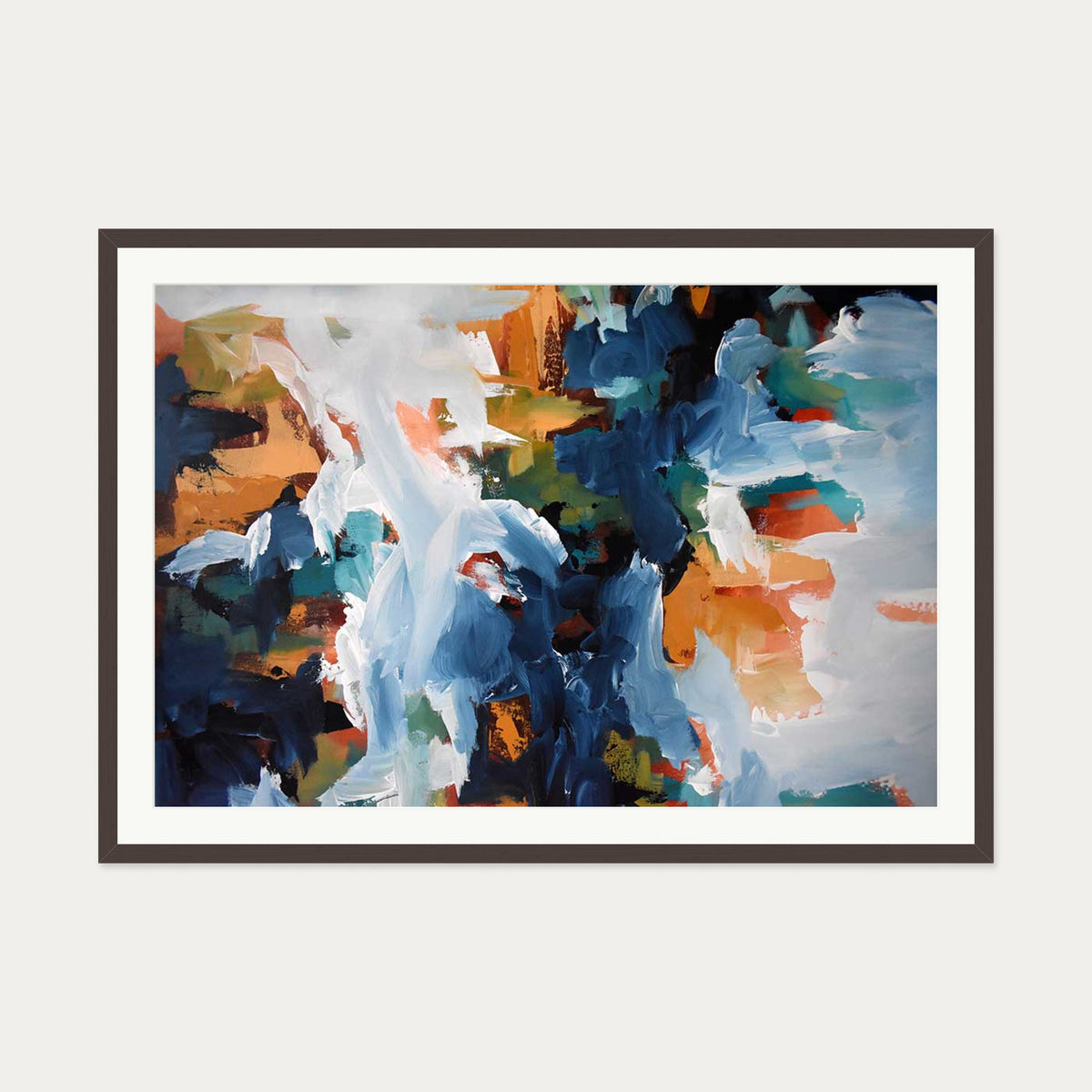 Abstract 400 Art Print — 70 x 100 cm — Brown Frame