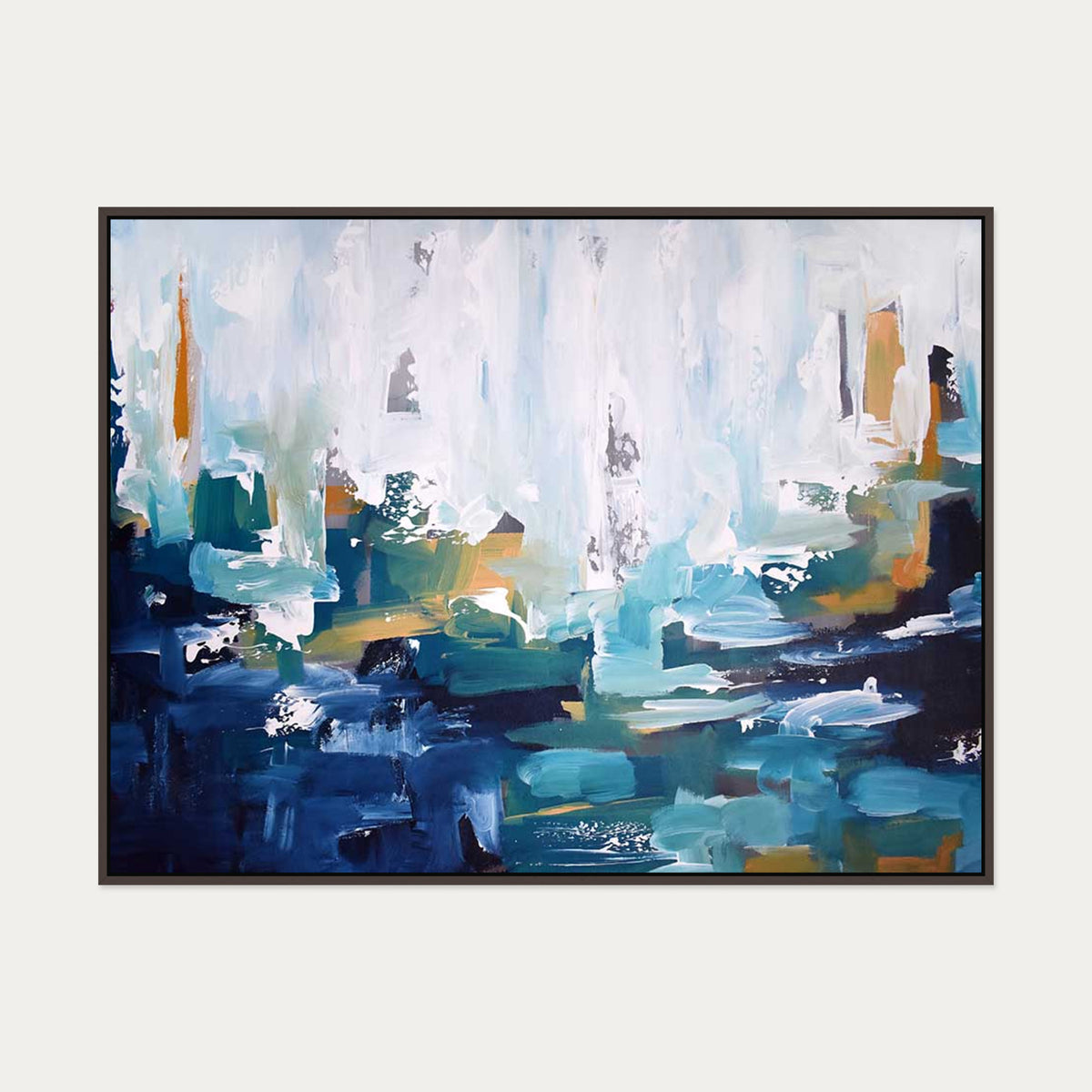 Abstract 403 Canvas Art — 90 x 120 cm — Brown Frame