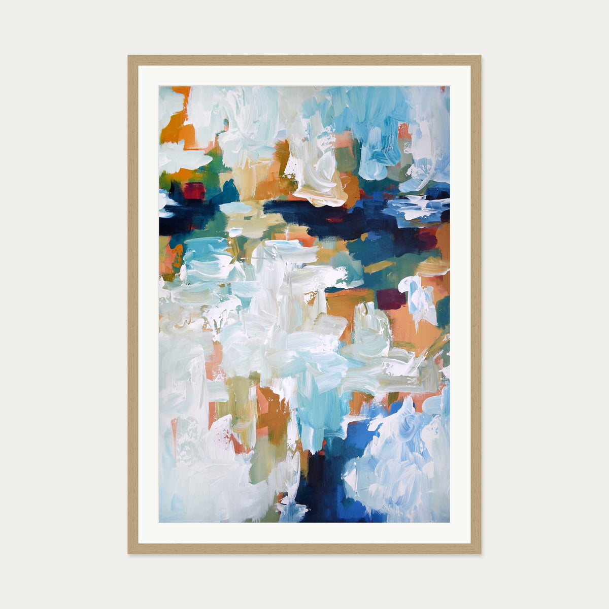 Abstract 409 Art Print — 70 x 100 cm — Oak Frame