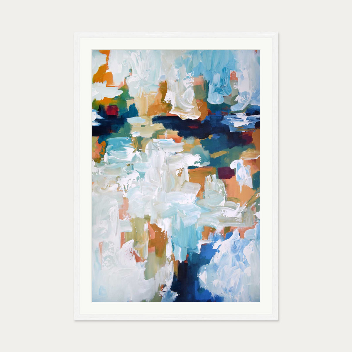 Abstract 409 Art Print — 70 x 100 cm — White Frame