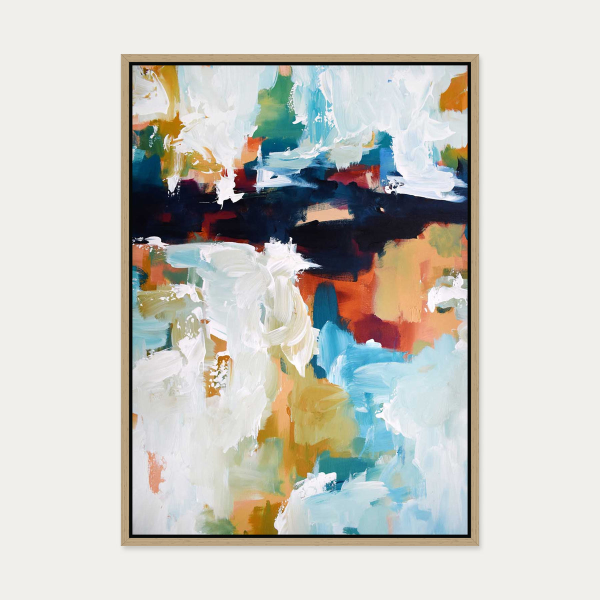 Abstract 410 Canvas Art — 50 x 70 cm — Oak Frame