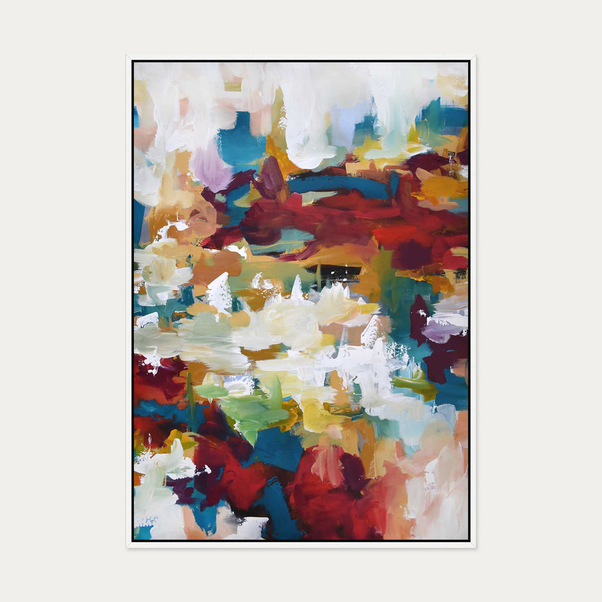 Abstract 412 Canvas Art — 70 x 100 cm — White Frame