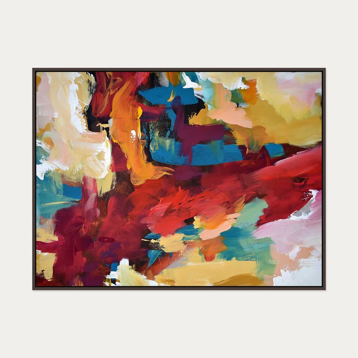 Abstract 416 Canvas Art — 90 x 120 cm — Brown Frame