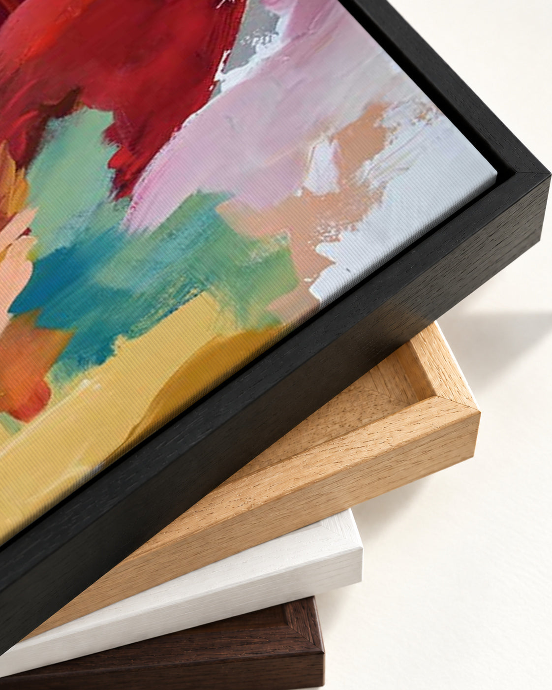 Abstract 416 Canvas Art — framed canvas corner and wrapped canvas detail