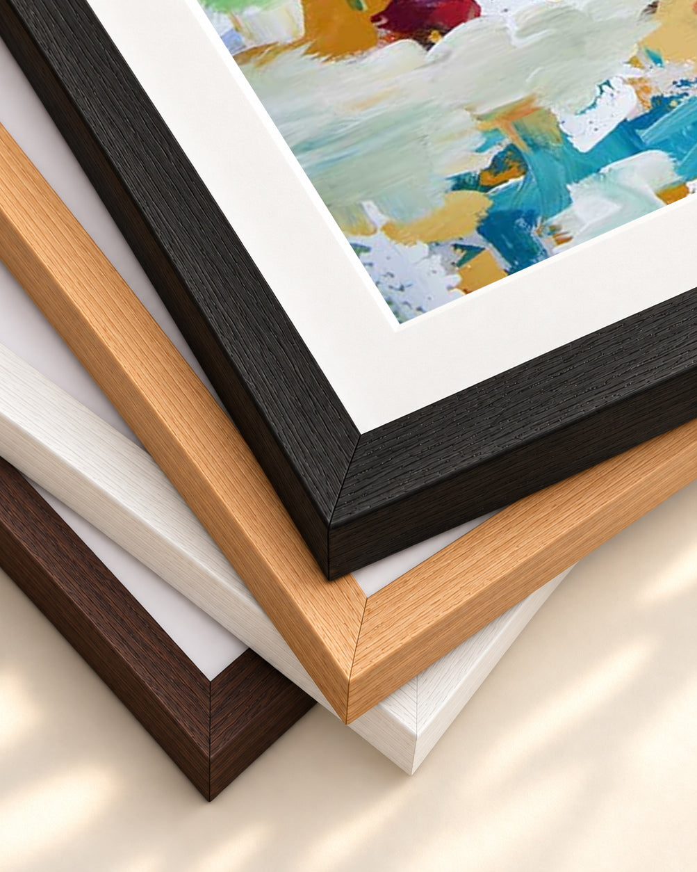 Abstract 417 Art Print — framed print corner with 5 cm mount and bevel
