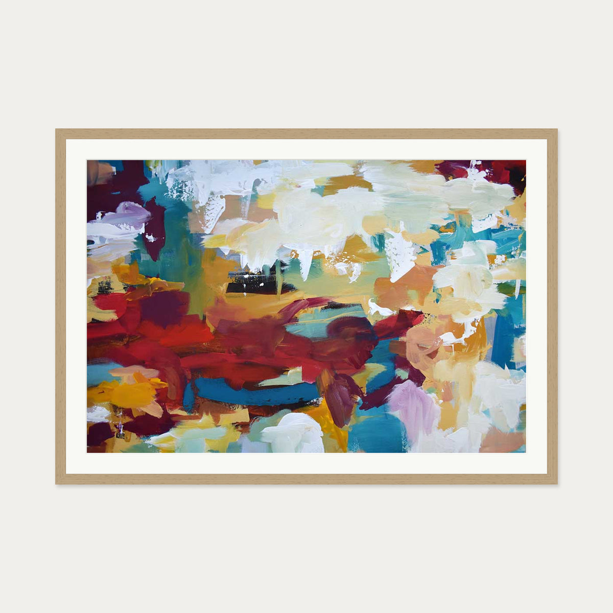 Abstract 418 Art Print — 70 x 100 cm — Oak Frame