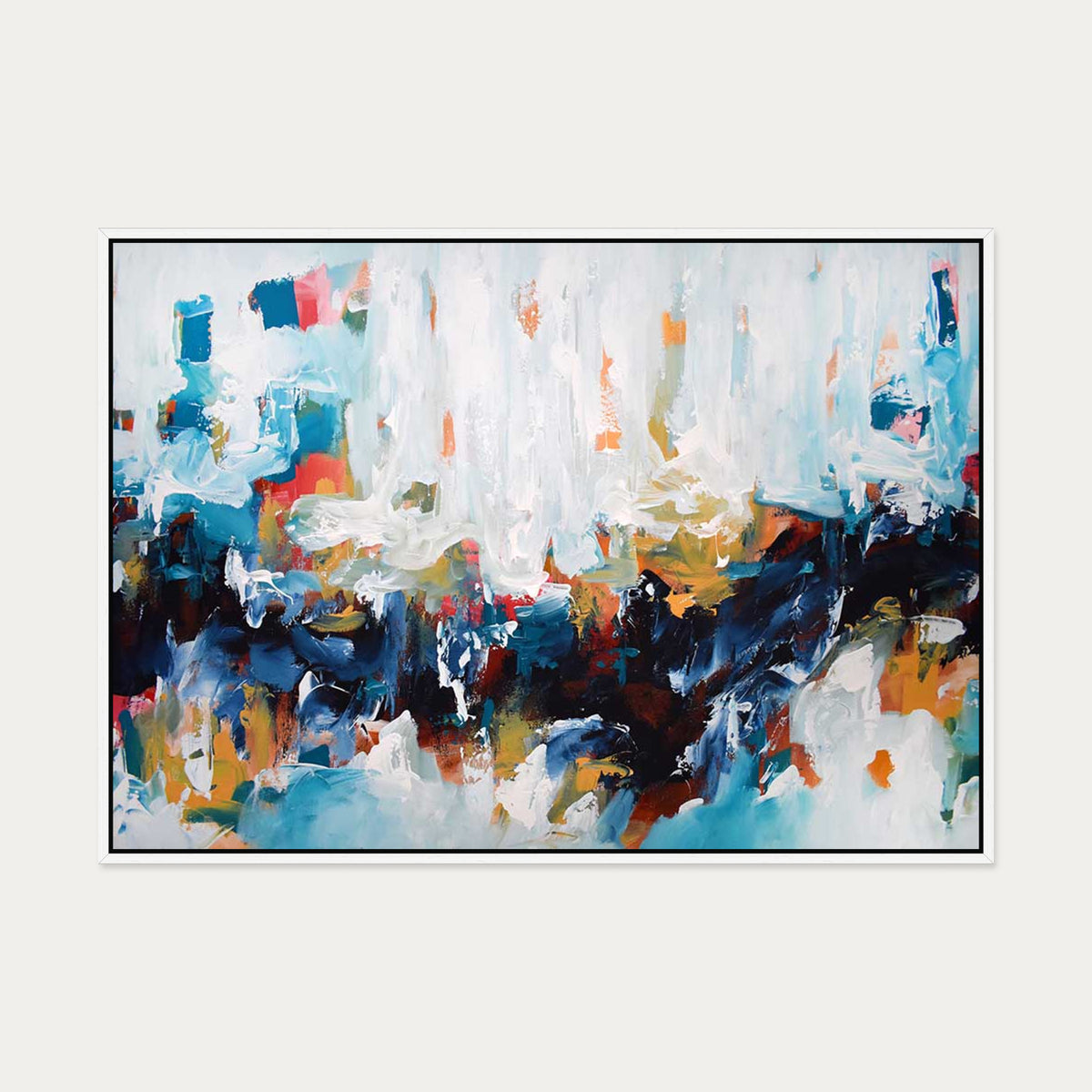Abstract 423 Canvas Art — 70 x 100 cm — White Frame
