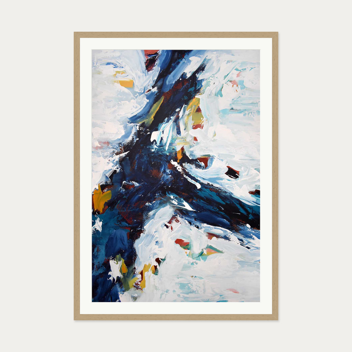 Abstract 429 Art Print — 70 x 100 cm — Oak Frame