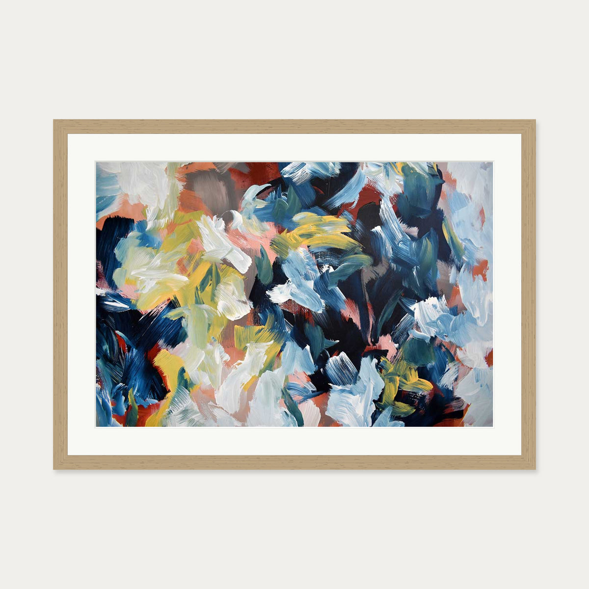 Abstract 446 Art Print — 50 x 70 cm — Oak Frame