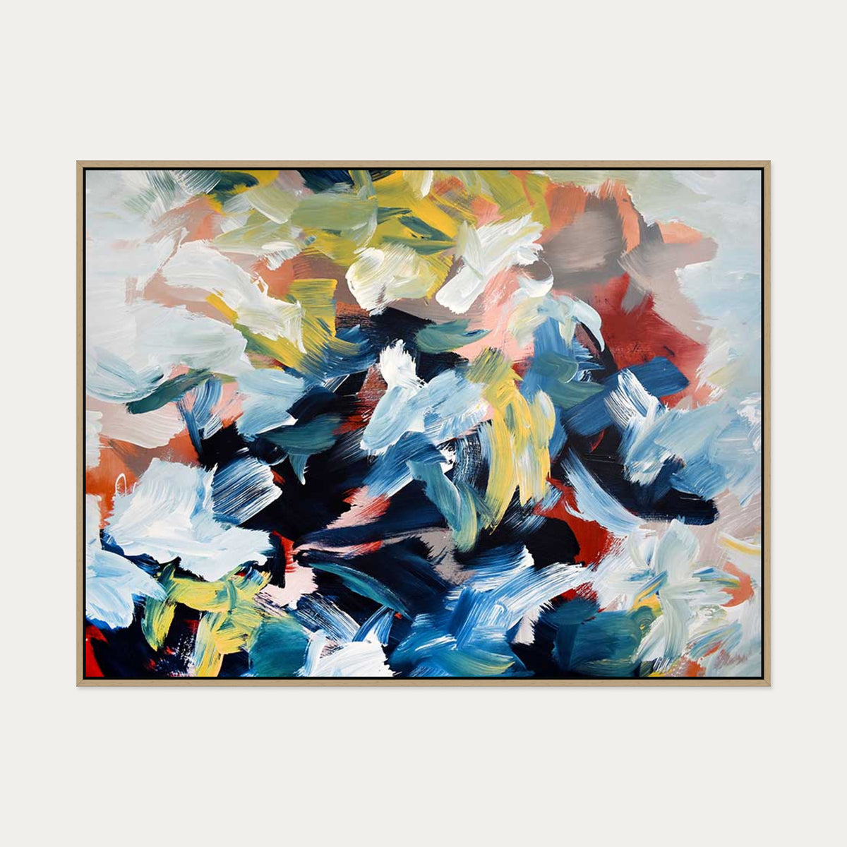 Abstract 448 Canvas Art — 90 x 120 cm — Oak Frame