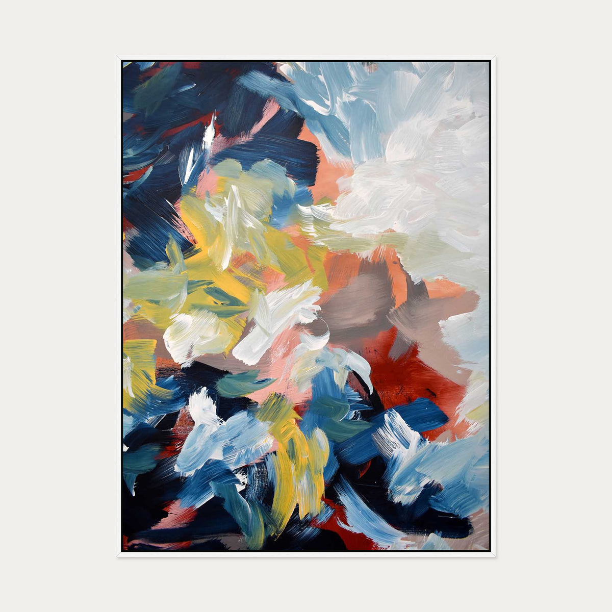 Abstract 450 Canvas Art — 90 x 120 cm — White Frame
