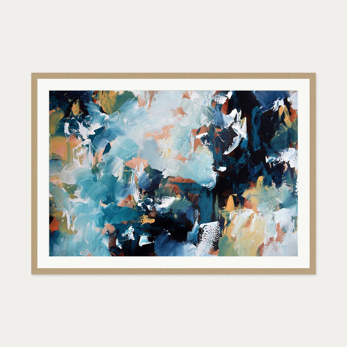 Abstract 472 Art Print — 70 x 100 cm — Oak Frame